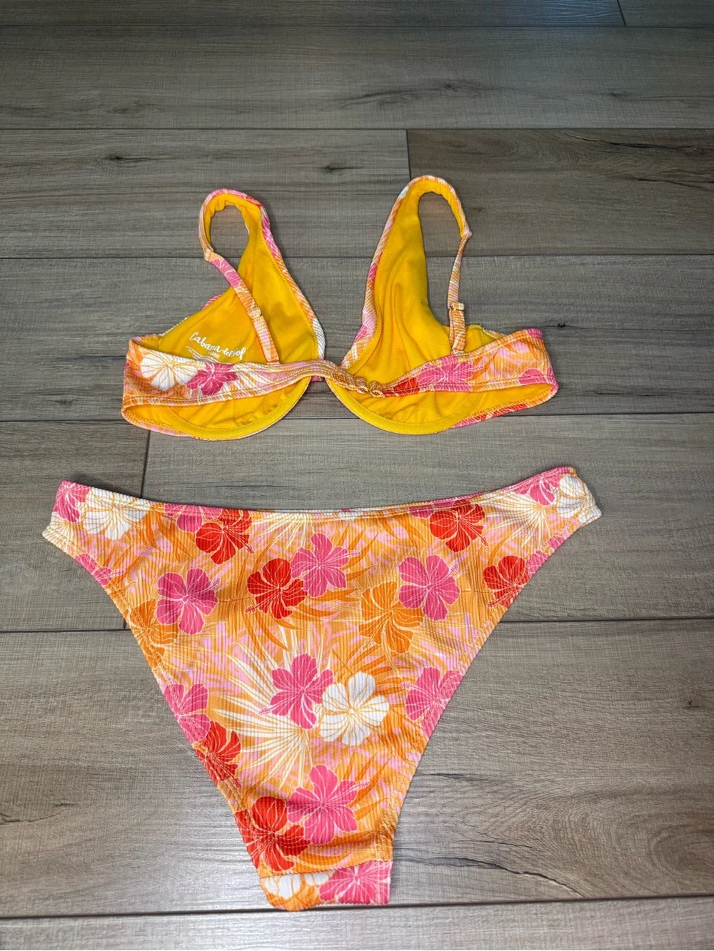 Cabana Del Sol XL Floral Underwire Bikini Set Orange Pink Y2K Tropical
